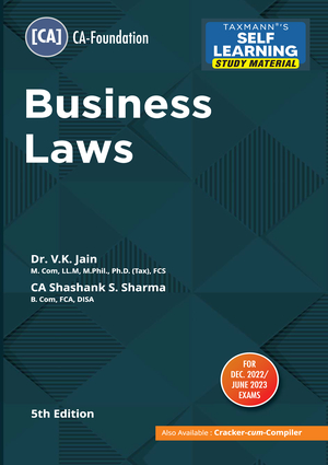 Taxmann Business Laws CA-Foundation by V K Jain & Shashank S. Sharma (Taxmann Publishing) 5thEdition (2022)