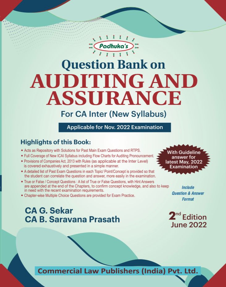 PADUKA’S Commercial?s Question bank on Auditing and Assurance by G. Sekar for Nov 2022 Exam