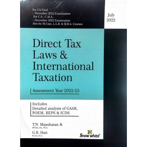 Snow White Direct Tax Laws & International Taxation Summary ) for CA Final By T.N. MANOHARAN & G.R. HARI Applicable for 2022 Exam