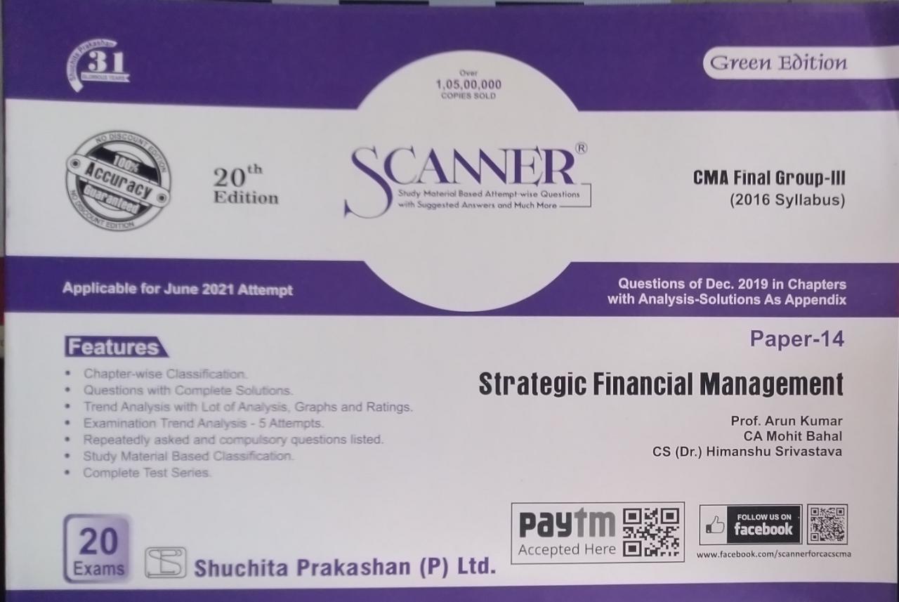 Shuchita Paper 14 CMA Final Group III Solved Scanner Strategic Financial Management (Shuchita Prakashan) in New Edition 2022