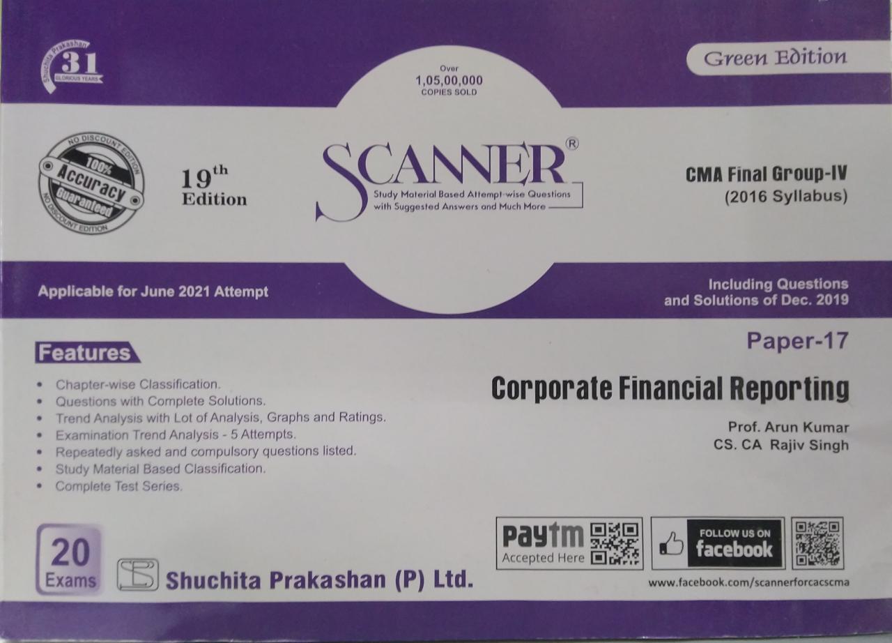 Shuchita CMA final Paper 17 Corporate Financial Reporting New Syllabus By Arun Kumar & Rajiv Singh Applicable (Shuchita Prakashan 2022